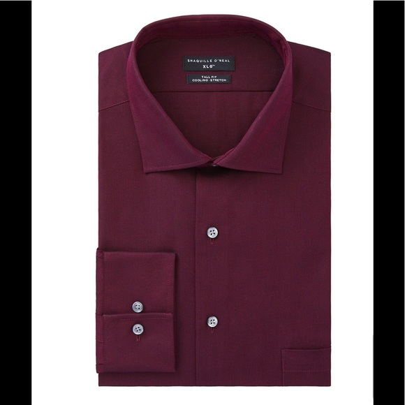 SHAQUILLE O’NEAL Shirts Mens Dress Shirt Big Tall Long Sleeve Red